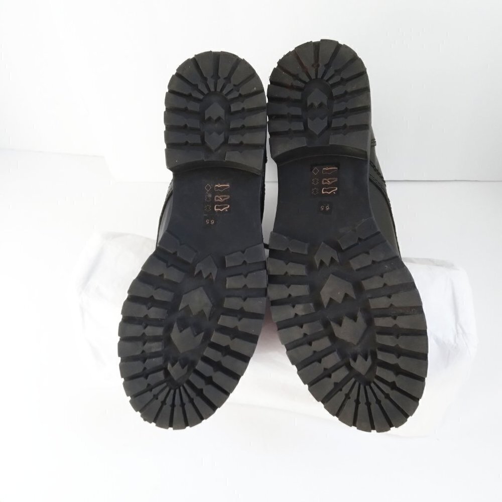 Black Leather Double Sided Zips/ Lace Up Combat Boots with Lugged Soles Sz 6.5 - Picture 10 of 11